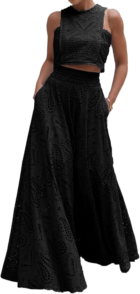 Amazon.com: dsumvns Women's Lace Eyelet 2 Piece Skirt Set