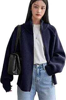 [SpringSwalloow] レディース ハイネック ダブルジップ ニット ジップアップ すアンドカラー カーディガン ブルゾン