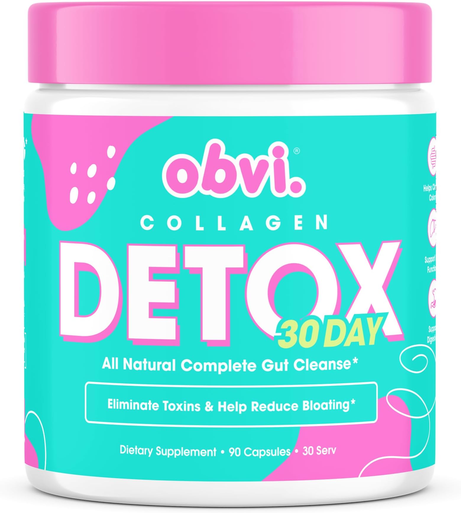 Obvi Detox, Flush Out and Eliminate Toxins, Support Weight Loss, Cleanse Colon, Packed with Antioxidants, Support Liver Health, Reduce Bloating, Soothe Stomach Pain, All Natural (30 Servings)