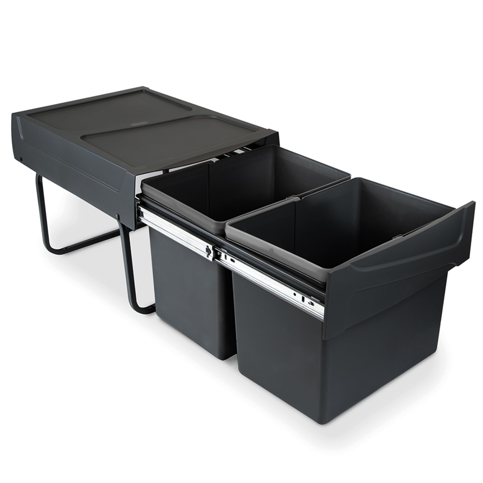 Emuca - Recycling bin for lower mounting and manual pull-out in kitchen unit Recycle 2x15litres