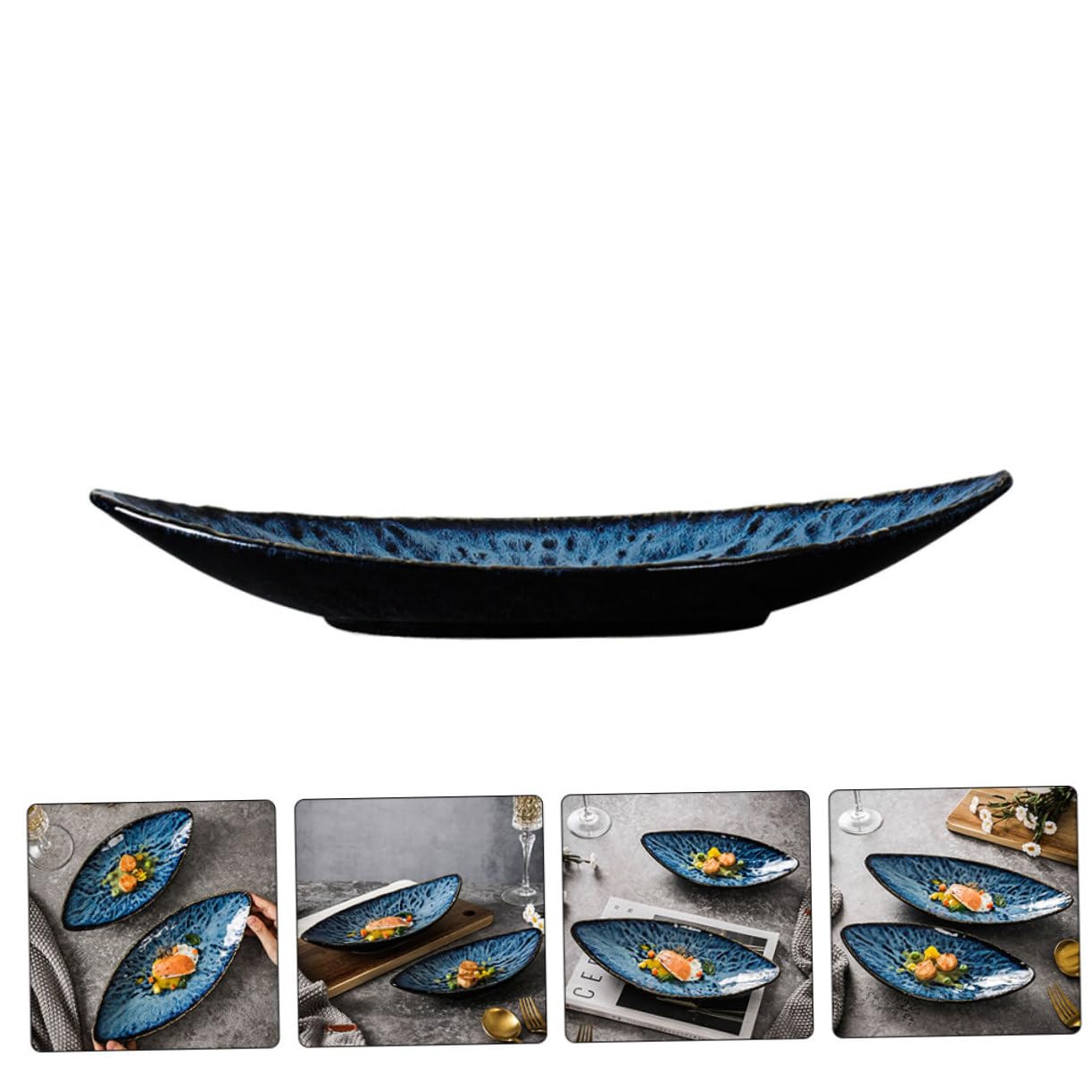 Gatuida Assiette à Sushi pour Maison Support à Saumon Assiette à Aliments Glacés