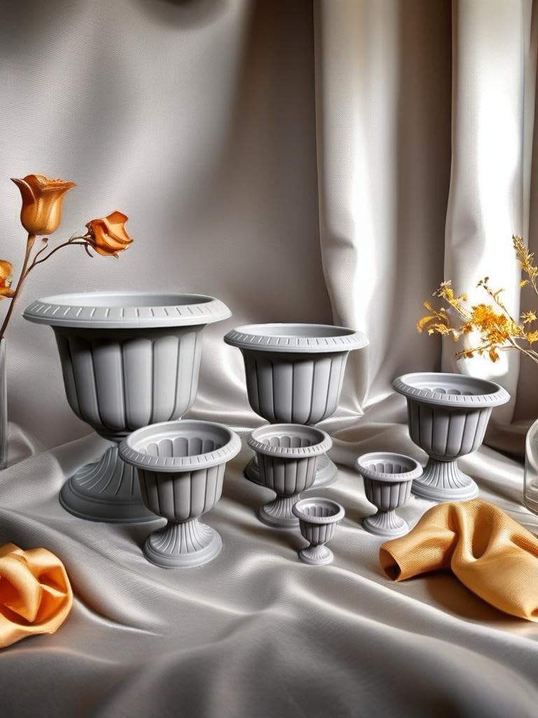 Jardinière taupe gracieuse sur pied - 60cm - 47L résistante aux UV - Pot à épices rond - Jardinière - Nergiz