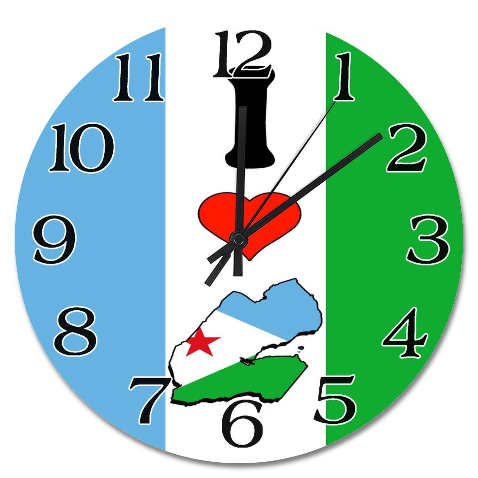 Horloge murale en bois silencieuse Djibouti pour décorer un mur sans bruit de fond