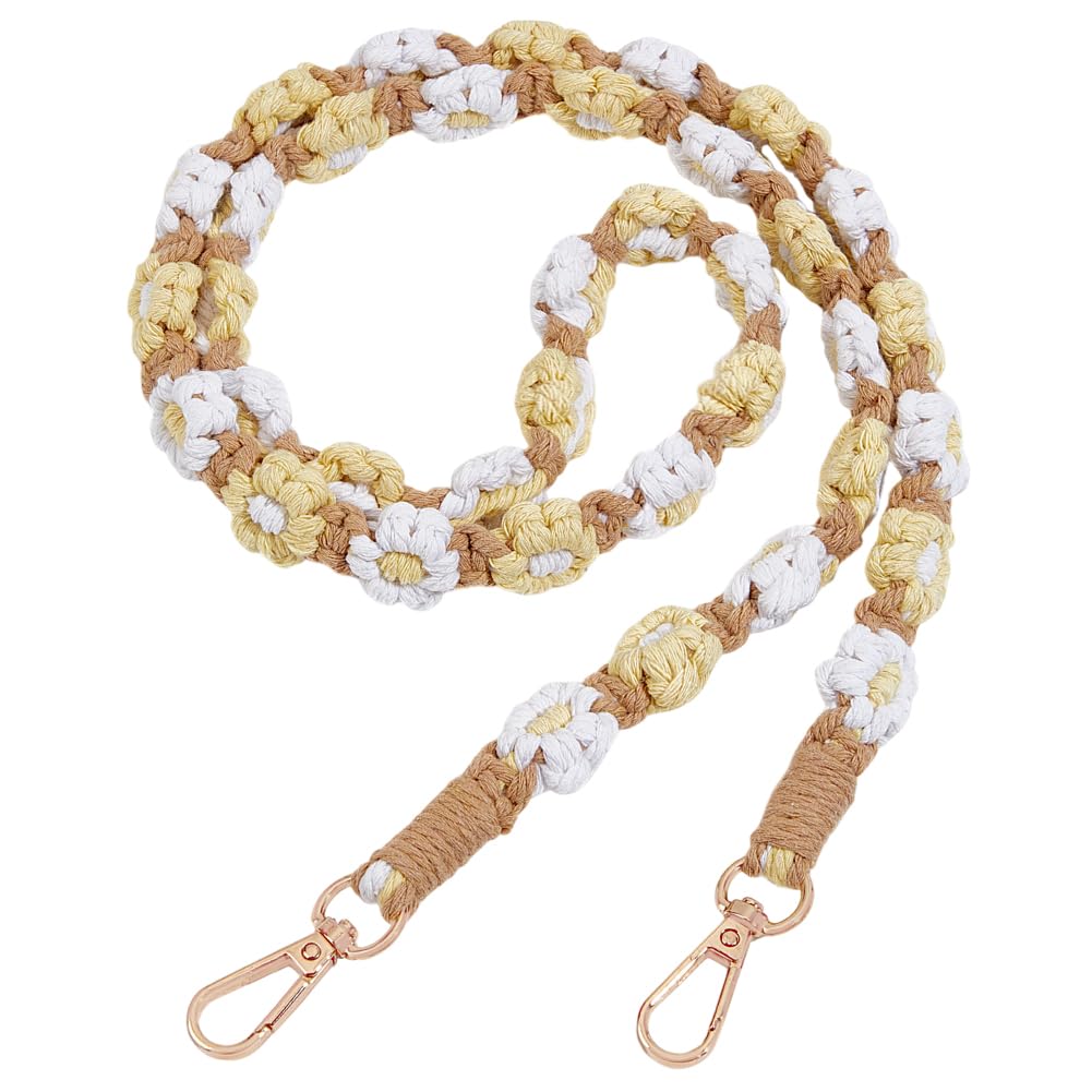 Bandoulière coton jaune marguerite accessoire sac à main avec fermoir