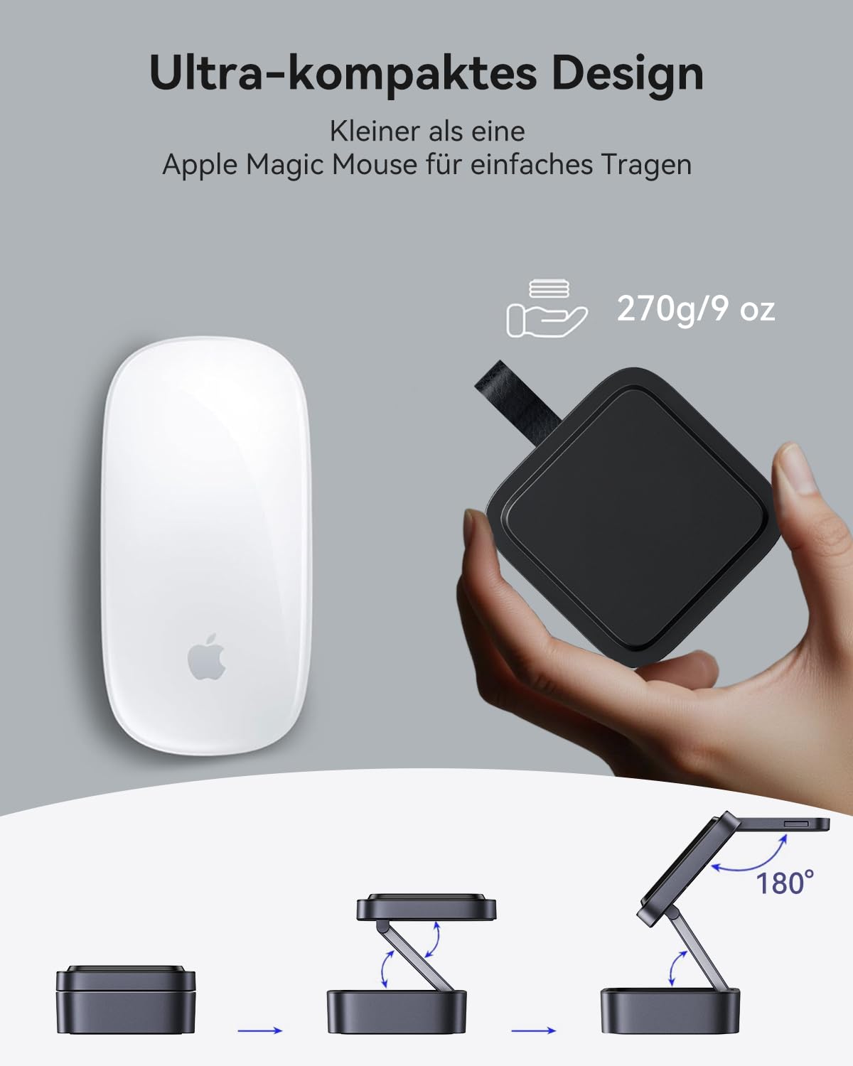 3-in-1 Ladestation für Apple, Magnetisches Faltbares Kabelloses Ladegerät mit Mag-Safe für iPhone 17e/17/16/15/14/13/12/Air Serie, Apple Watch & AirPods Pro/4/3/2 mit Schnell-Adapter