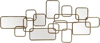 Sagebrook Home Modern Geometric Metal Wall Mirror - Gold Decorative Accent with Metallic Finish - MDF & Glass Hanging Artwork for Home, Office, Bedroom, Living Room - 46" Gold