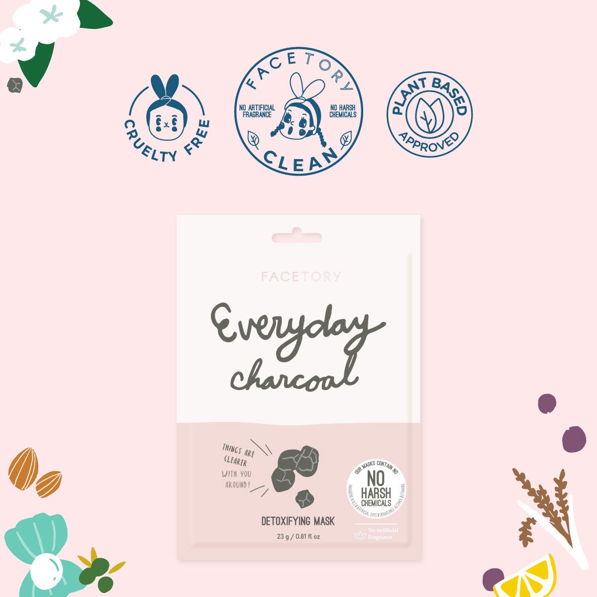 FACETORY K Beauty Face Mask Skin Care - Everyday CHARCOAL Detoxifying Sheet Mask | Plant-Based Charcoal Face Mask (10 Pack) - Image 5