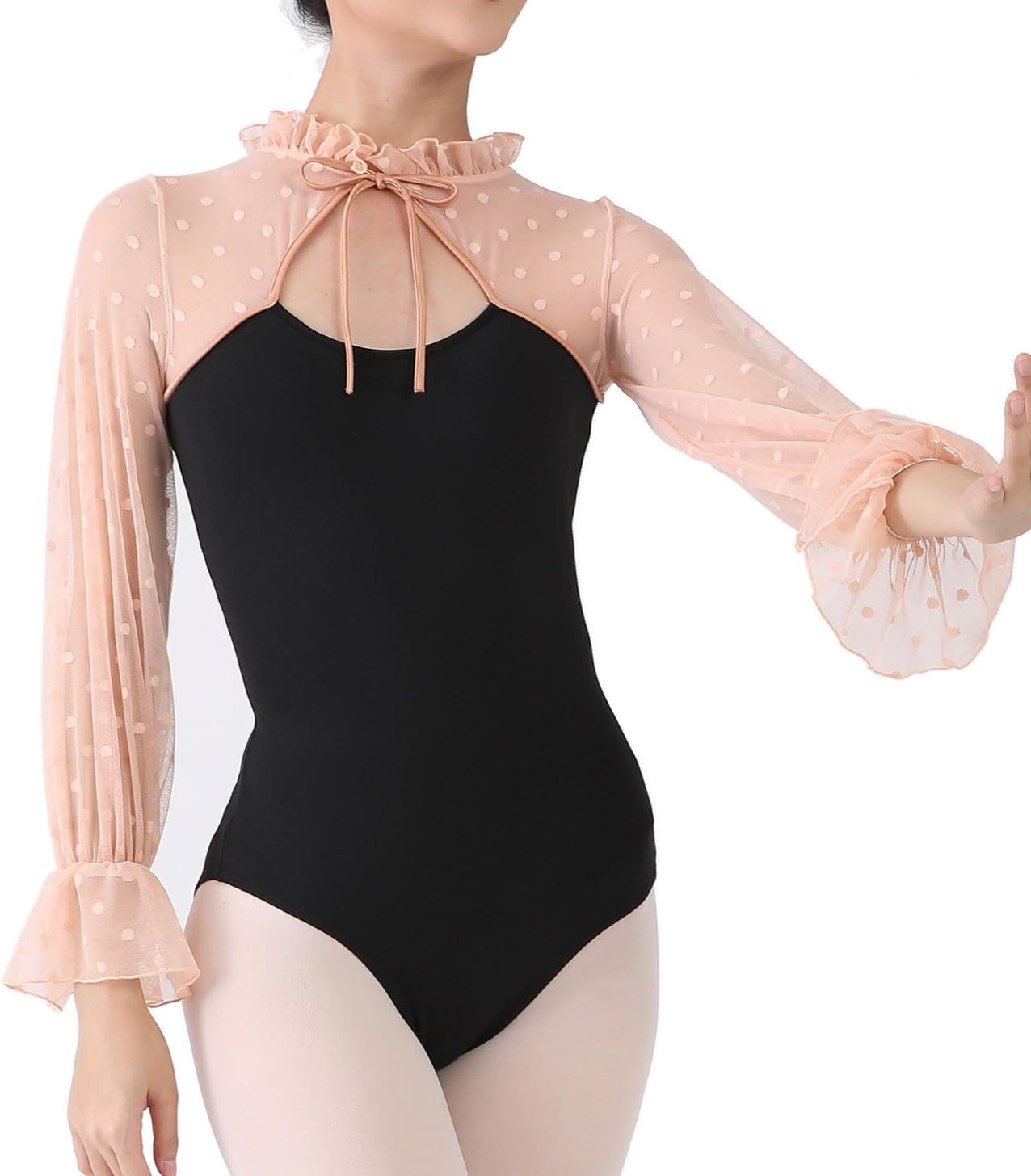 Dance Elite - Fiorella - Frill Tie Neck Puff Long Sleeves Dance Leotard For Women
