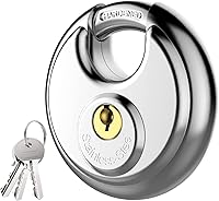 Puroma Heavy Duty Stainless Steel Keyed Padlock with 3 Keys, Waterproof 3/8" Shackle for Lockers, Gates, Sheds, Storage (1 Pack)