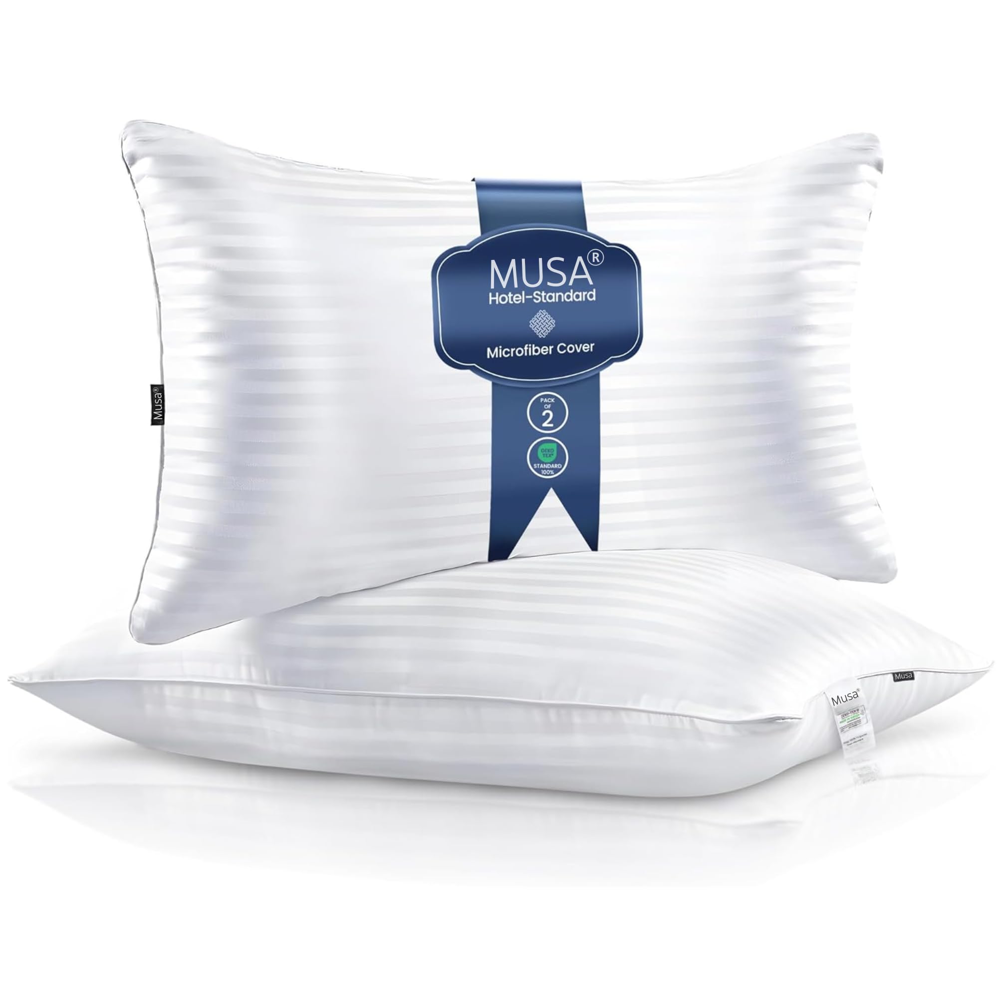 HOME Pillows for Sleeping Set of 2 Premium Standard Pillows Bed Pillows Hotel Pillows Luxury Collection Fluffy Pillows Down Alternative Fill (Standard 50x70 cm)