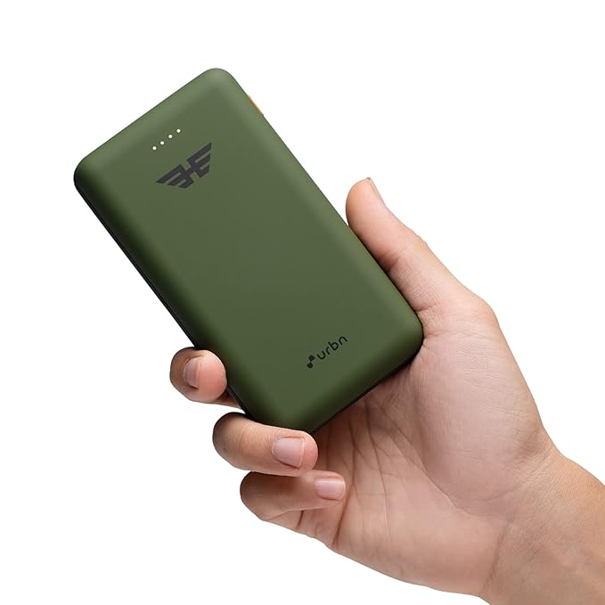 URBN 20000 mAh Li-Polymer Ultra Compact Power Bank | 12W Fast Charge | Dual USB Output | Type C & Micro Input Only | Pocket Size | Made in India (Camo)