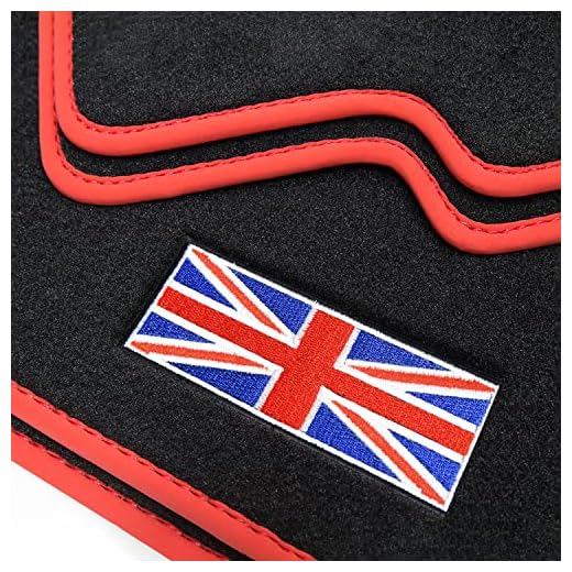 teileplus24 510 Esteras Coche,Union Jack' con Costuras Decorativas y Logotipo