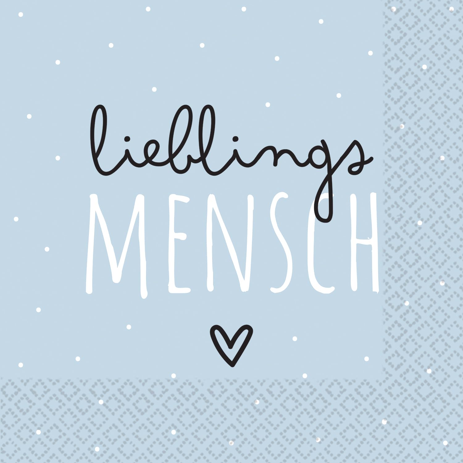 Riethmüller Serviettes Lieblingsmensch 33 cm x 33 cm, Pack of 16 - Large Paper Napkins with Saying for Celebrations & Dinner - Table Decoration