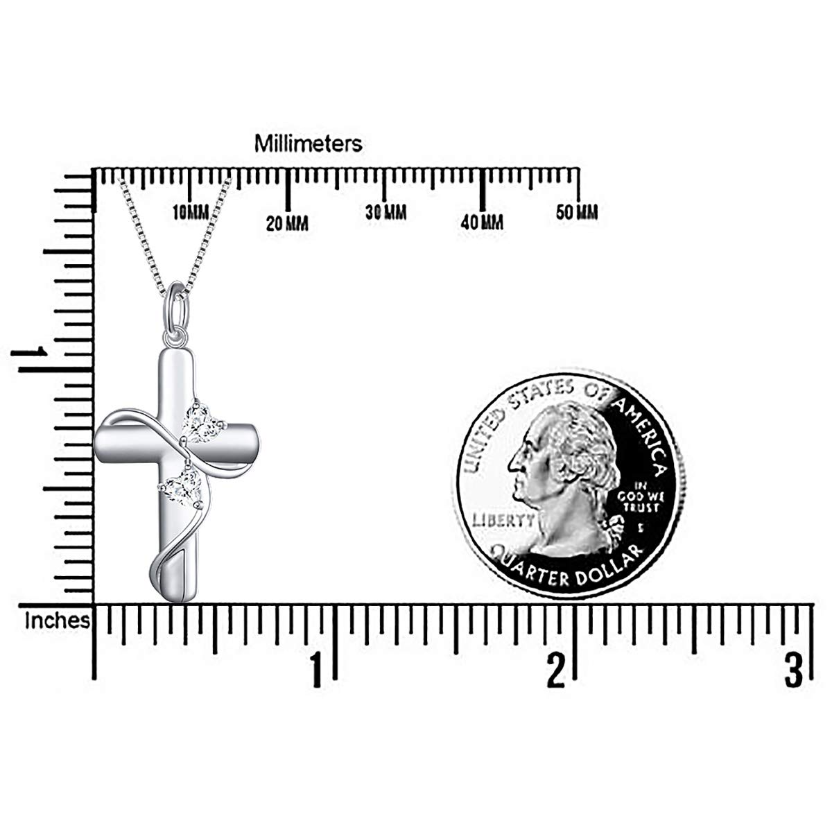 DAOCHONG 925 Sterling Silber Zirkonia Glaube Hoffnung Liebe Kreuz Anhänger Halskette für Frauen Muttertag Geburtstag Geschenke, Box Kette 18 Zoll