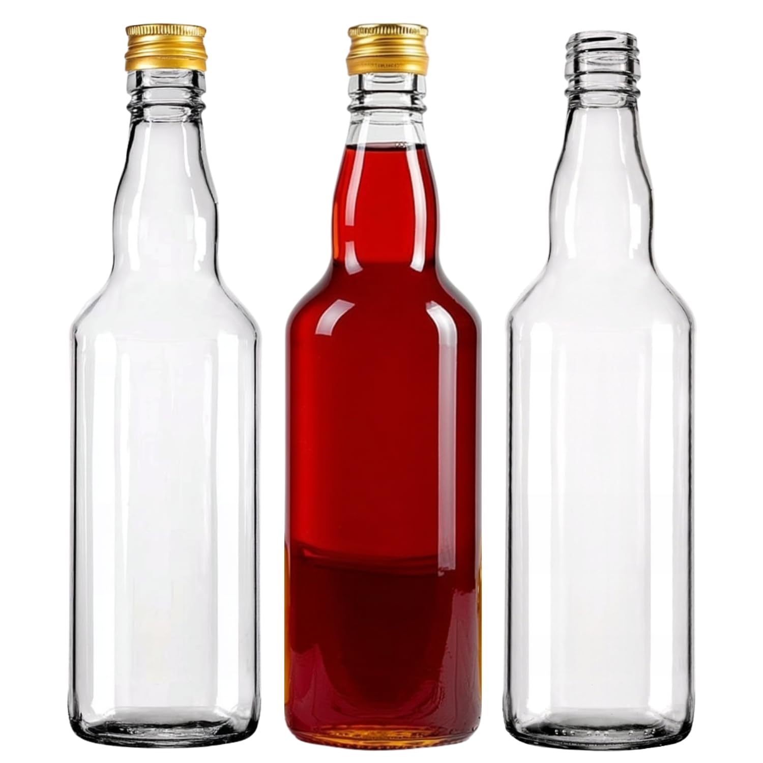 B2c Clear Glass Bottle 500Ml With Cap 50Cl Wine Juice Liqueur Liquid Storage Brewing 0.5L Reusable (16)