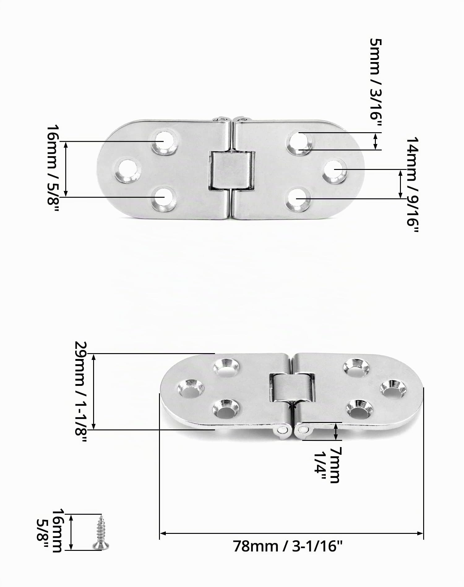 QWORK® 4 Pezzi Pieghevole Flip Top Cerniera, Lega di Zinco, Cerniere della Porta e Viti, cerniere a ribalta Per Tavolo Pieghevole, Armadio
