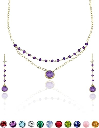 Amethyst Necklace for Women - Authentic 925 Sterling Silver Necklace 18K Gold Ve