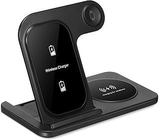 Chargeur Induction sans Fil Pliable Station de Charge Rapide Compatible Multi-appareils avec Protections Intégrées pour Téléphone Écouteurs et Montre Connectée