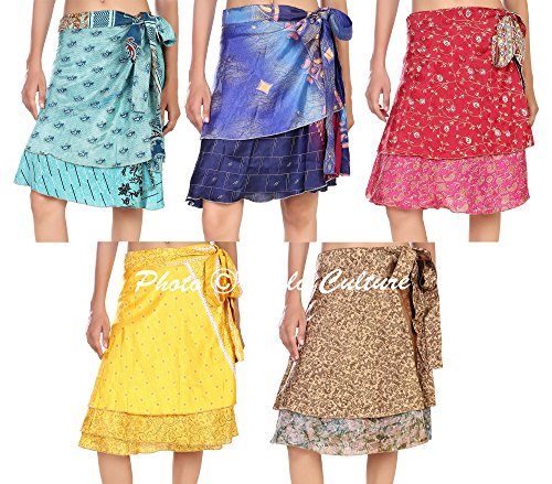 Stylo Culture Bohemian Wrap Mini Jupe 2 Couches superposées Maillot de Bain Beach Wrap Jupe Lot en Gros Art Silk Magic Wrap Womens Imprimé Jupe Style Wrap Style 5 Pc Lot Cover
