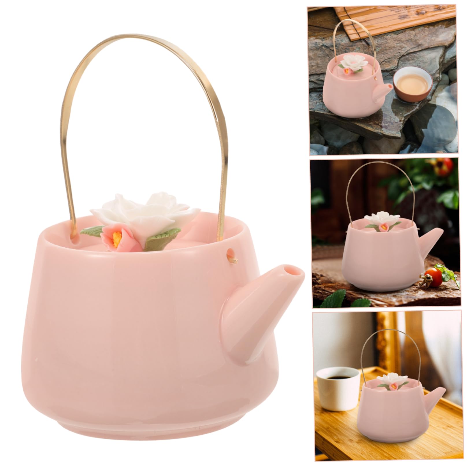 Gatuida 3piezas Tetera De Cerámica Vintage Diseño Floral Para Estufa Tetera De Kung Fu Para Aficionados y Principiantes Té