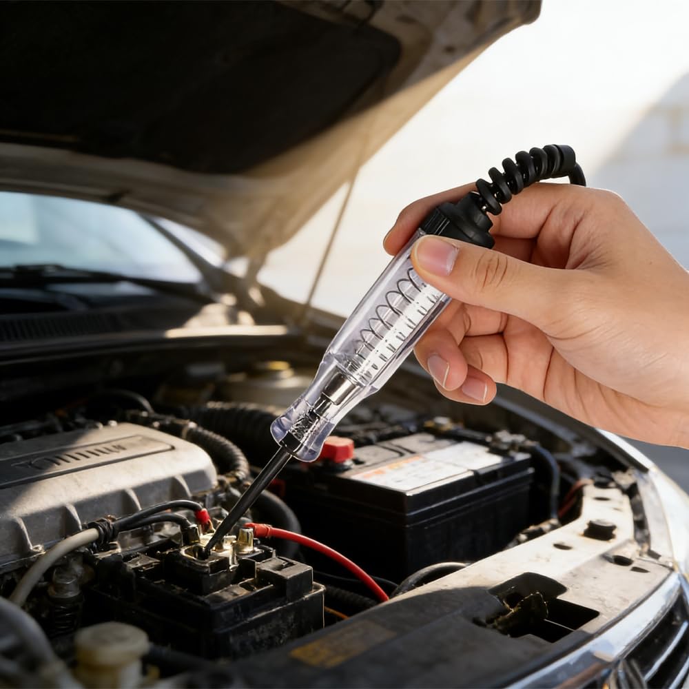 Test Light Automotive, 6V-12V-24V Circuit Tester with Light for Continuity Voltage Electrical Fuse Tester, Car Electric Tester Pen ABS Handle with Sharp Probe&Alligator Clip for Sedan, SUV, RV, Truck