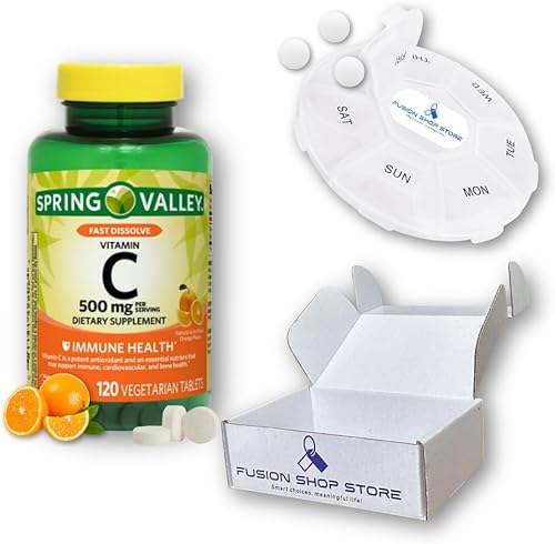 Vitamina C 500mg - Spring Valley Tablets 120 ct (1 paquete) Set con Fusion Shop Store Week estuche (1)