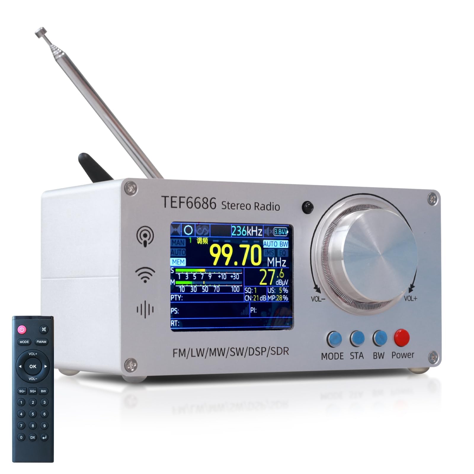 TEF6686 DSP-Radio, hohe Empfindlichkeit, AM/FM, Vollband-Radio für FM, SW, MW, LW, tragbares TFT-Display, SDR Innen-/Außenradio für Ham/DXer