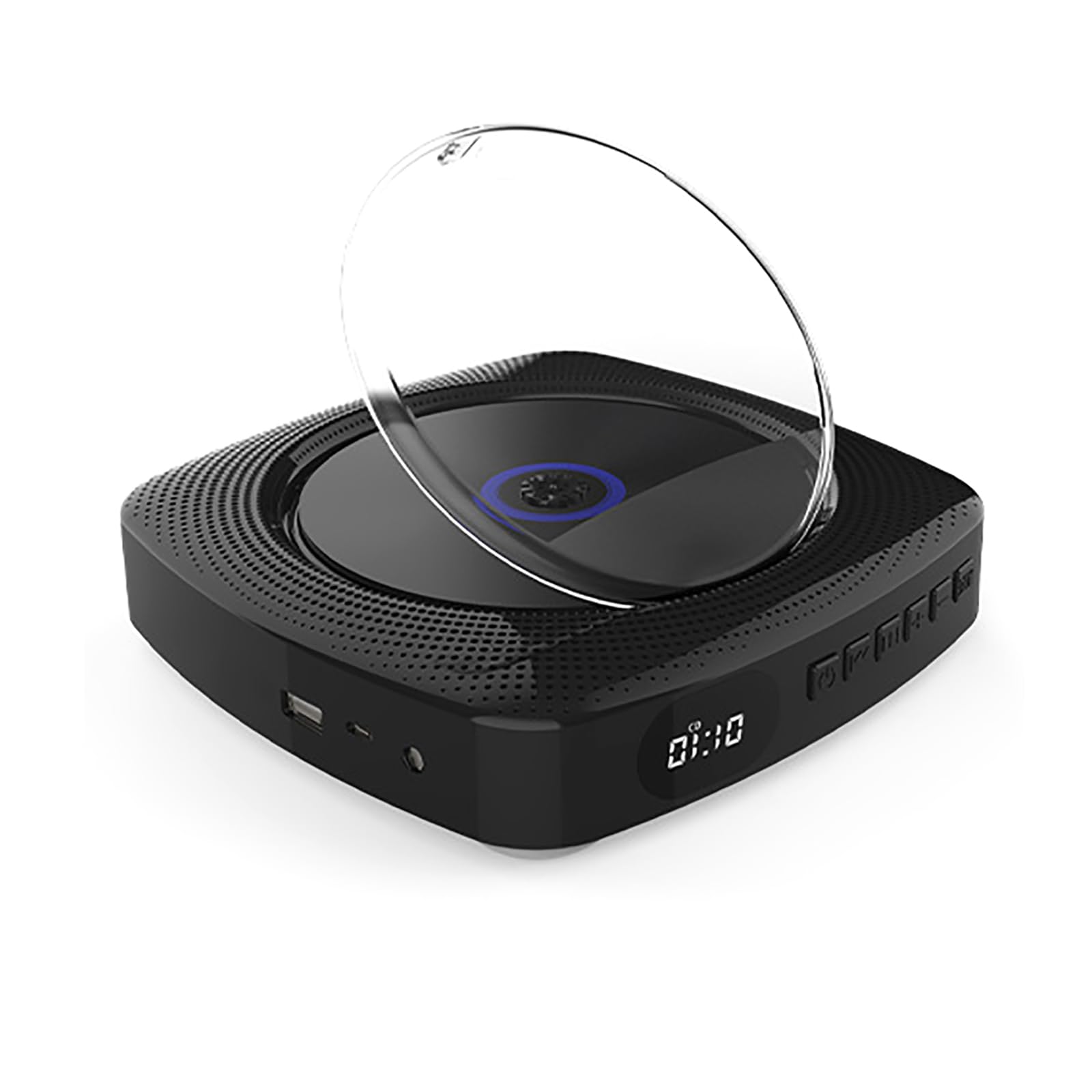 Altoparlante CD Montato a Parete, Lettore CD Bluetooth con Staffa, Copertura Antipolvere E Telecomando, Effetto Sonoro HiFi a Doppio Altoparlante E Supporto FM/CD-G/HD-CD/MP3/WMA, per Regalo