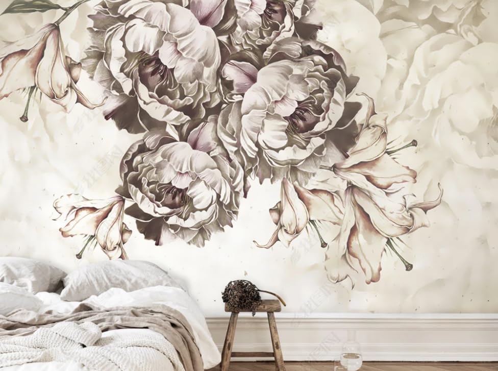 Papier peint intissé fleurs nostalgiques pour un poster géant mural salon