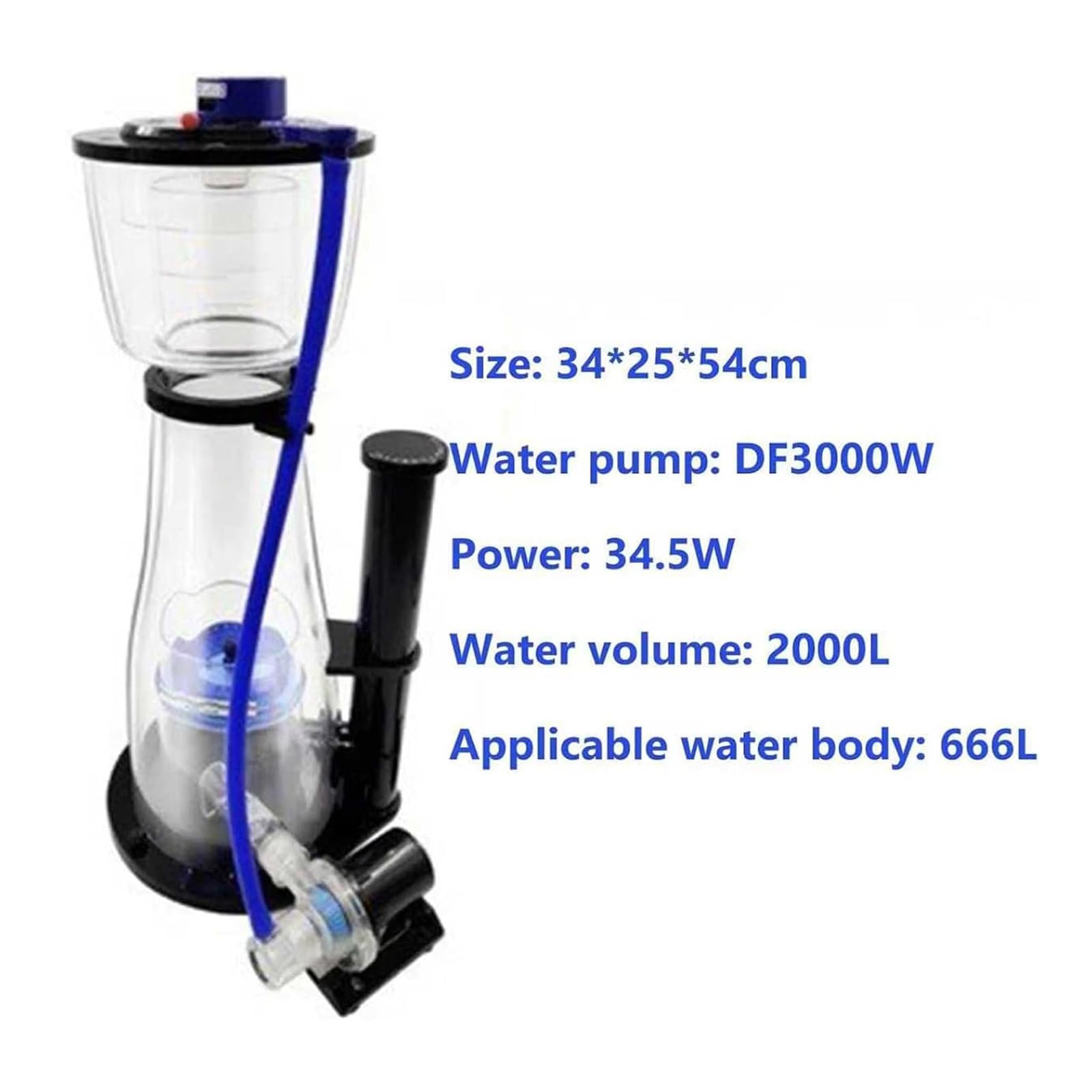 Aquarien-Eiweißabschäumer, Meerwasser-Eiweißabschäumer, 1200 L/2000 L/3000 L/4000 L, 10-stufige Durchflussregulierung, Effektive Filtration, Verbesserte Wasserqualität, Für Aquarien
