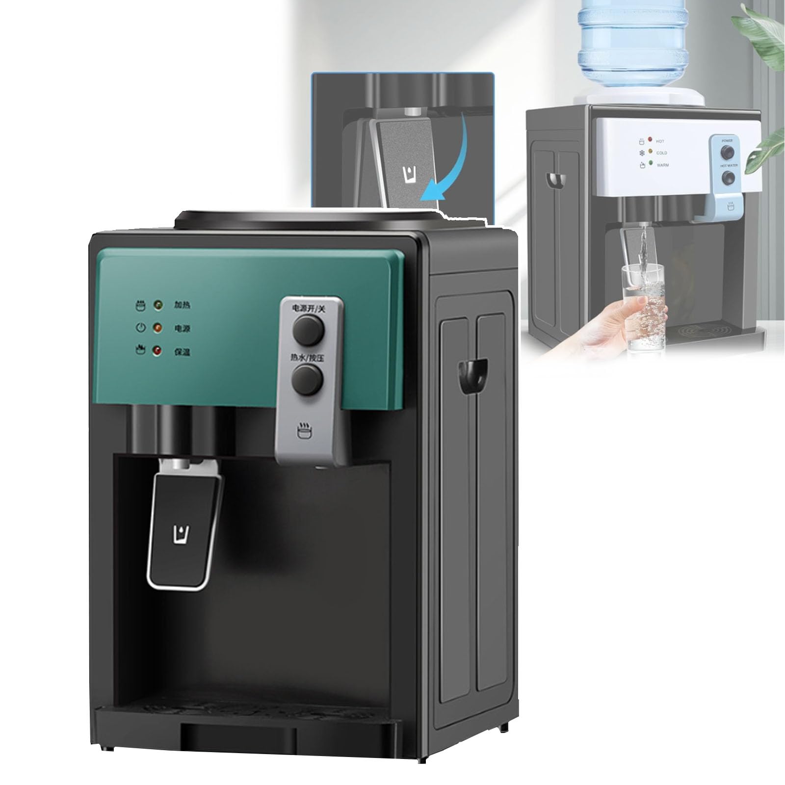 Distributore di acqua refrigerante con caricamento dall'alto, distributore elettrico di acqua (temperatura normale + ghiaccio + acqua calda), riscaldamento rapido, smontaggio interno,A