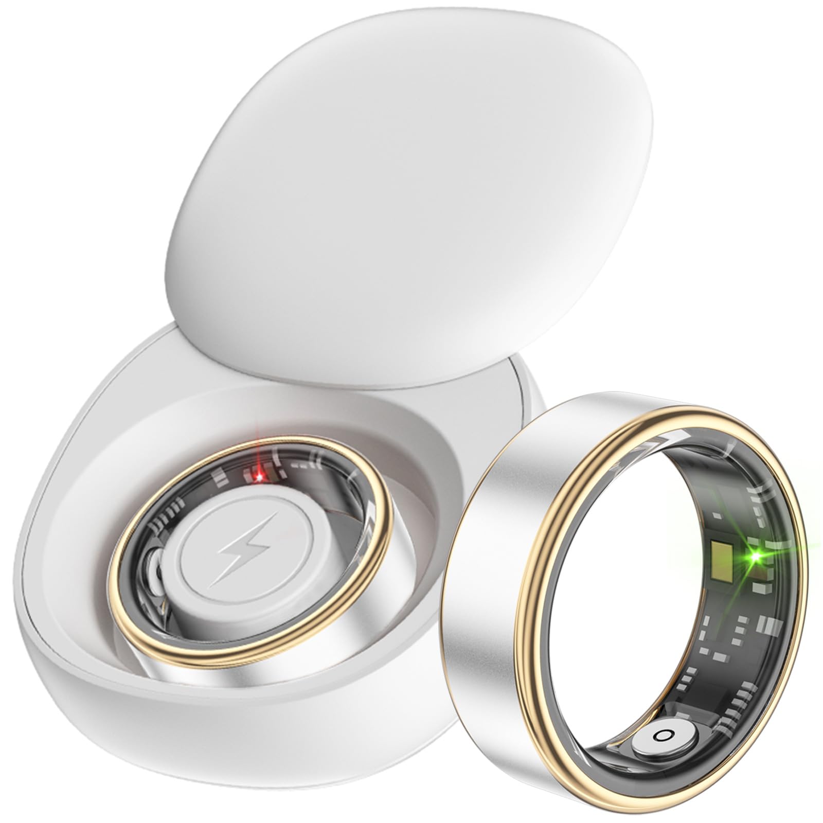 Smart Ring Fitness Ring Tracker Smartringe für Herren Damen Schrittzähler Aktivitätstracker 5ATM Wasserdicht Schlaftracker Smartring Herzfrequenz Pulsmessser Fitnesstracker Android iOS Größe 8