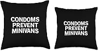 Vista 3 de Condoms Prevent Minivans Throw Pillow, 18x18, Multicolor