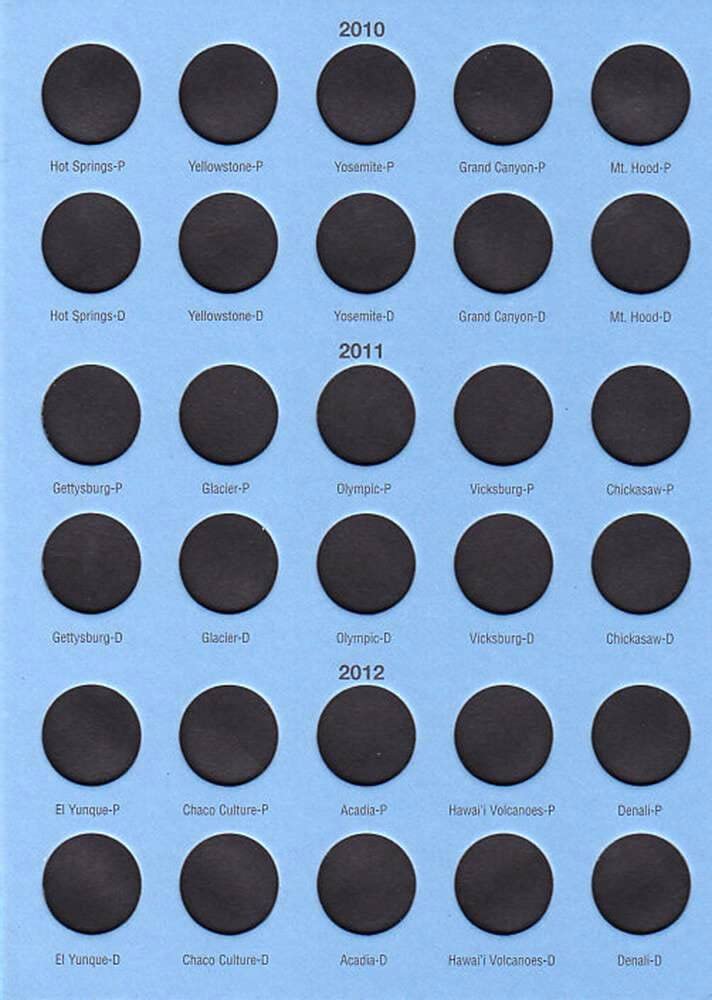 Whitman US Washington National Parks Quarter Coin Deluxe Edition Folder Full Series P & D 2010 – 2021#28752