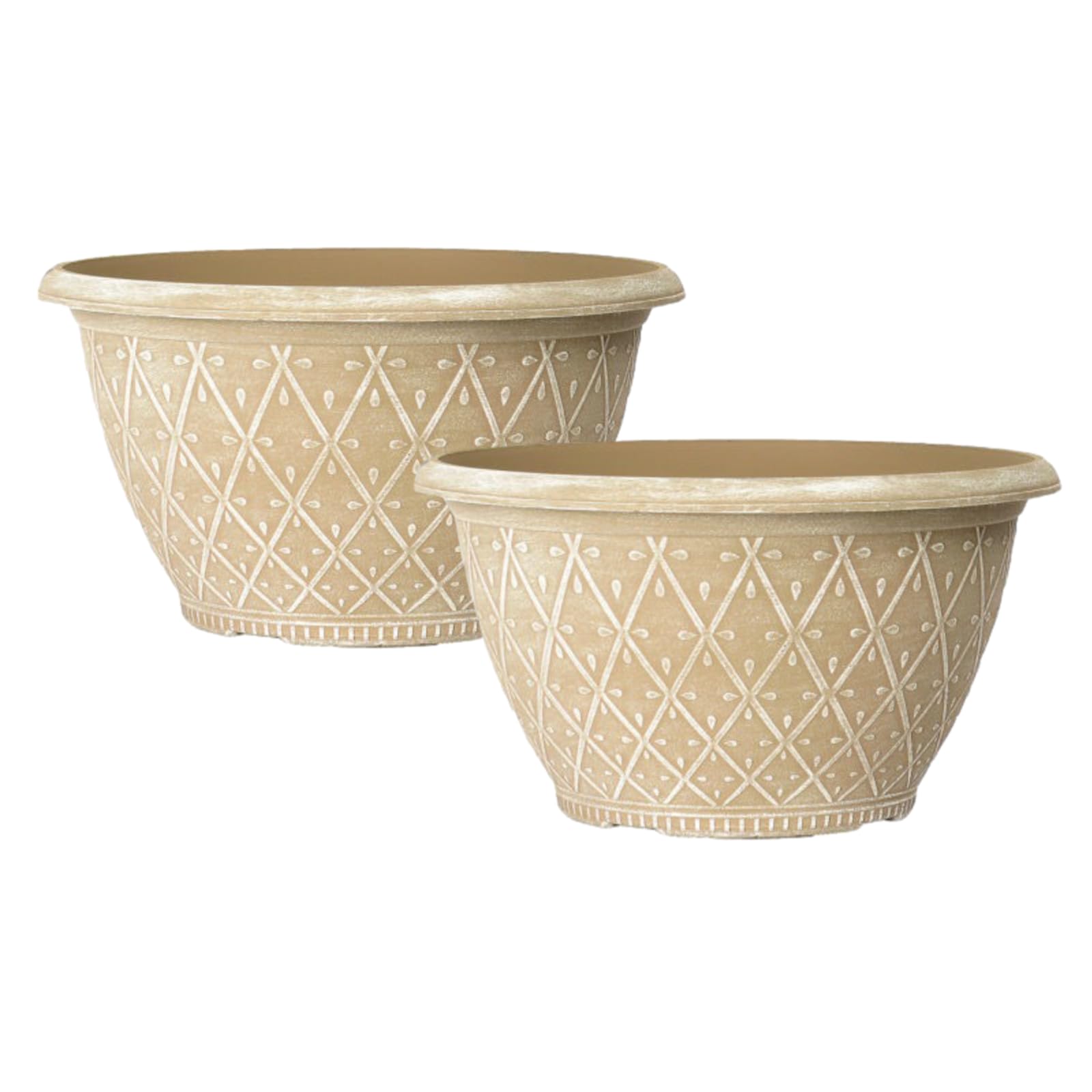 Fyne-Finds Plastic Prisma Bowl Planter 25cm,10inch Powderd Ginger 4L Garden Decor Plant Pot