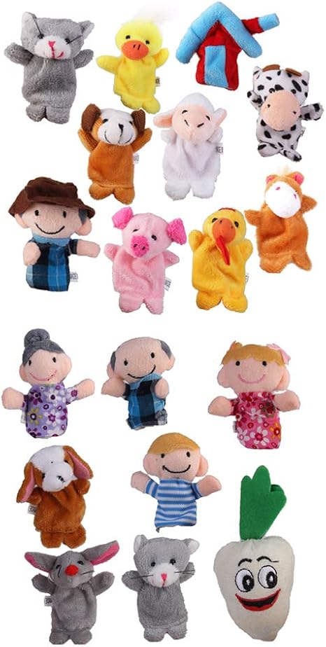 Amazon T Tooyful 指人形 動物 ハンドパペット マクドナルド爺さんの農場 農夫と人参 おとぎ話 子供 人形劇 知育玩具 約18個 布のおもちゃ おもちゃ