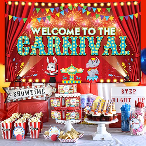 Image of KatchOn, XtraLarge Welcome to the Carnival Banner - 72x44 Inch | Carnival Decorations, Circus Backdrop Banner | Carnival Theme Party Decorations, Outdoor Events, Party Games, Photo Props Decor