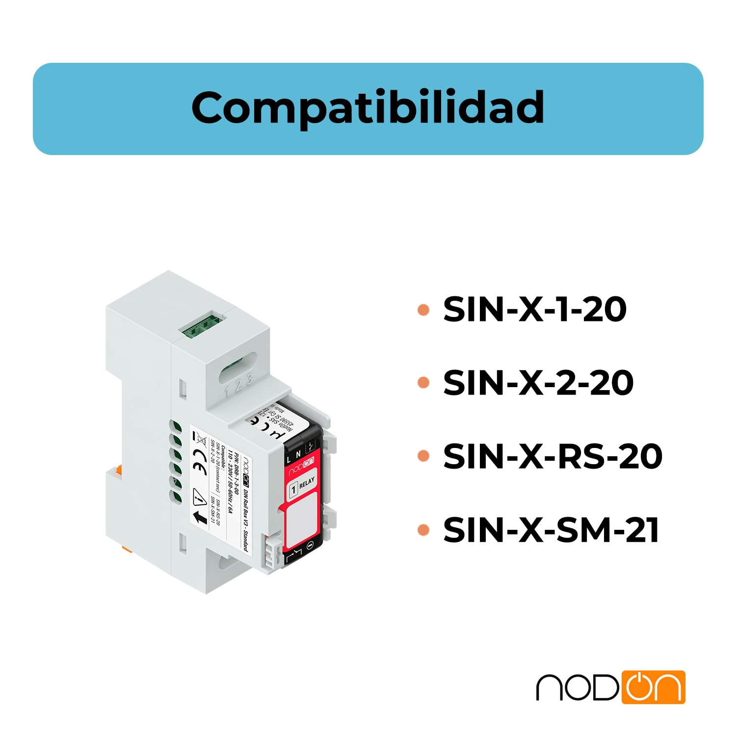 NodOn - Adaptador carril DIN "Estándar" para módulos NodOn Zigbee y EnOcean, caja de 5 unidades, accesorio, cuadro eléctrico, compatible con módulos SIN-(x)-1-20, SIN-(x)-2-20, SIN-(x)-RS-20