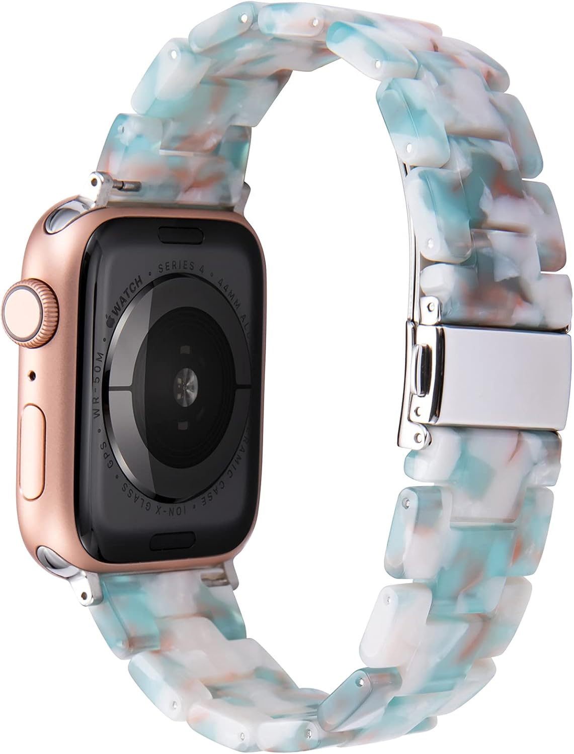 HOPO Compatible With Apple Watch Band 38mm 40mm 42mm 44mm Thin Light Resin Strap Bracelet With Stainless Steel Buckle Replacement For iWatch Series 7 6 5 4 3 2 1 SE (Nougat White/Rose Gold,38/40/41mm) : Cell Phones & Accessories