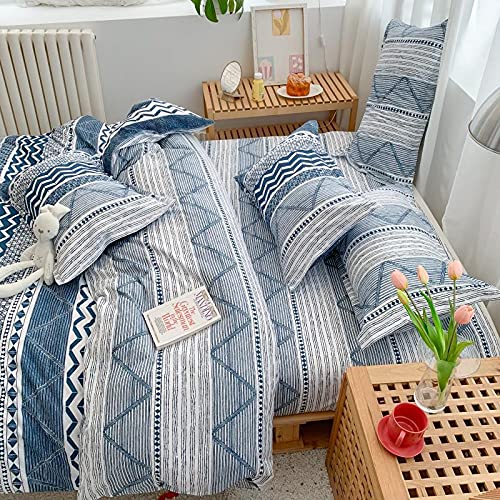 Erosebridal SIMPLEGRIDWTQUEEN Boys Bohemian Style Comforter Cover Set Navy Blue Duvet Covers Geometric Reversible Tribal Striped Cute Bedding Sets thumb #2