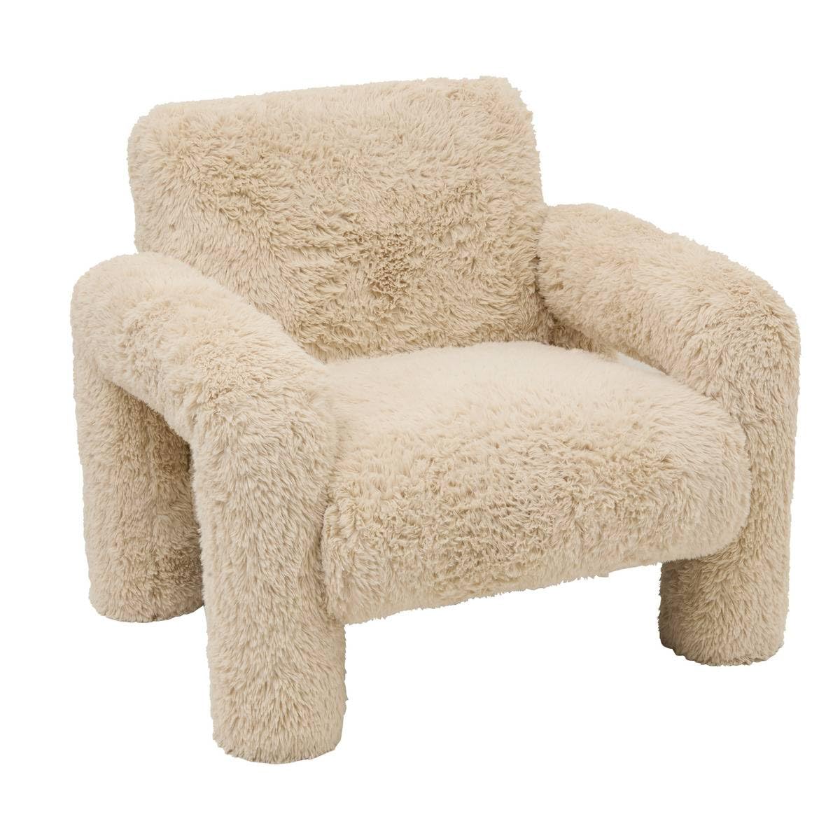 Atmosphera - Fauteuil elyon Fourrure h.72cm Beige