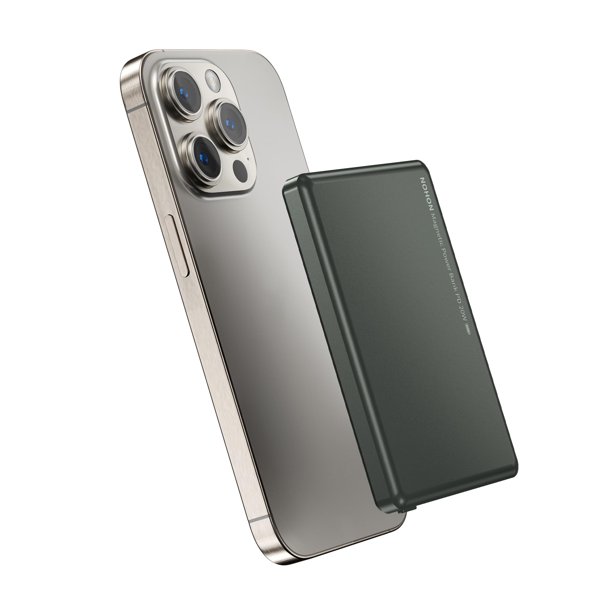 NOHON Wireless Magnetico 5000mAh Powerbank: Ultra-slim 8MM Caricatore Mag-Safe Power Bank | Batteria Portatile PD 20W USB-C Ricarica Compatibile con iPhone 17/16/15/14/13/12 Pro/Pro Max(Grigio Nero)