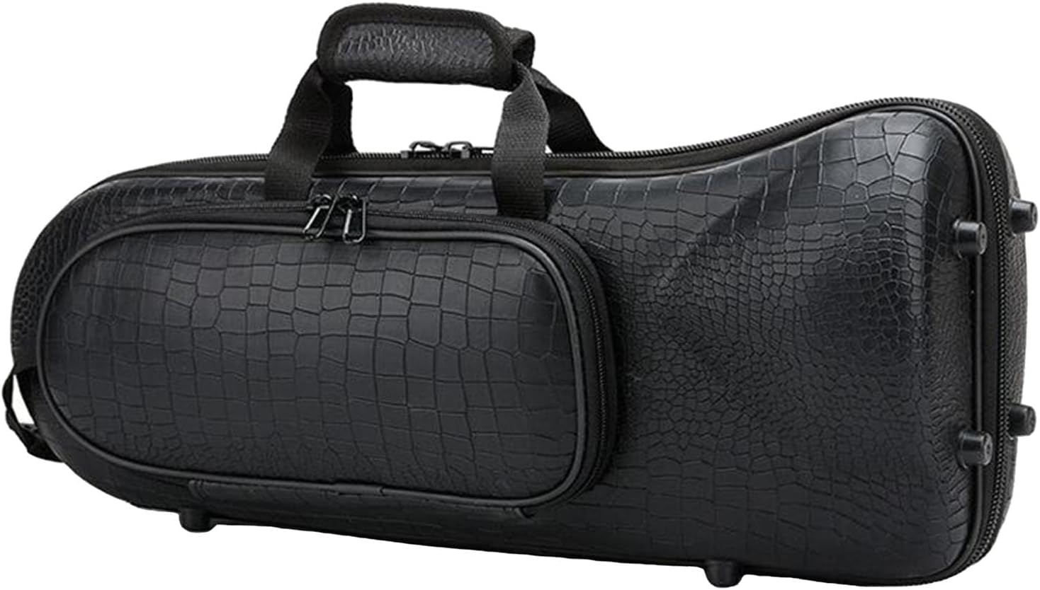 Brass Wind Black Musical Trumpet Case Oxford Gig Bag Black, Crocodile Grain