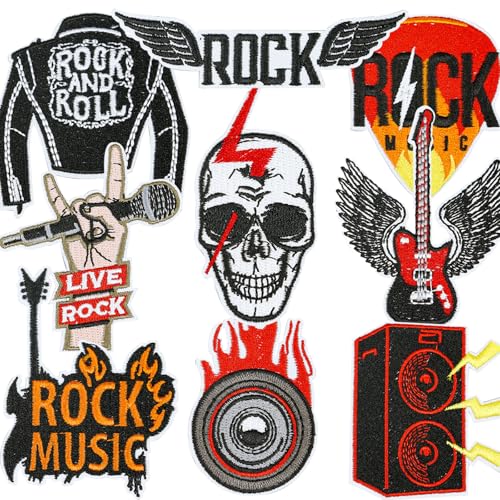 Rock Punk Band Patch Set,Bestickte Aufnäher zum Aufbügeln Flicken Zum Aufbügeln Totenköpfe Patches Zum Aufnäher Aufbügel Patches Schädel Augapfel Muster für Jacken Hut Kleidung Taschen Dekoration