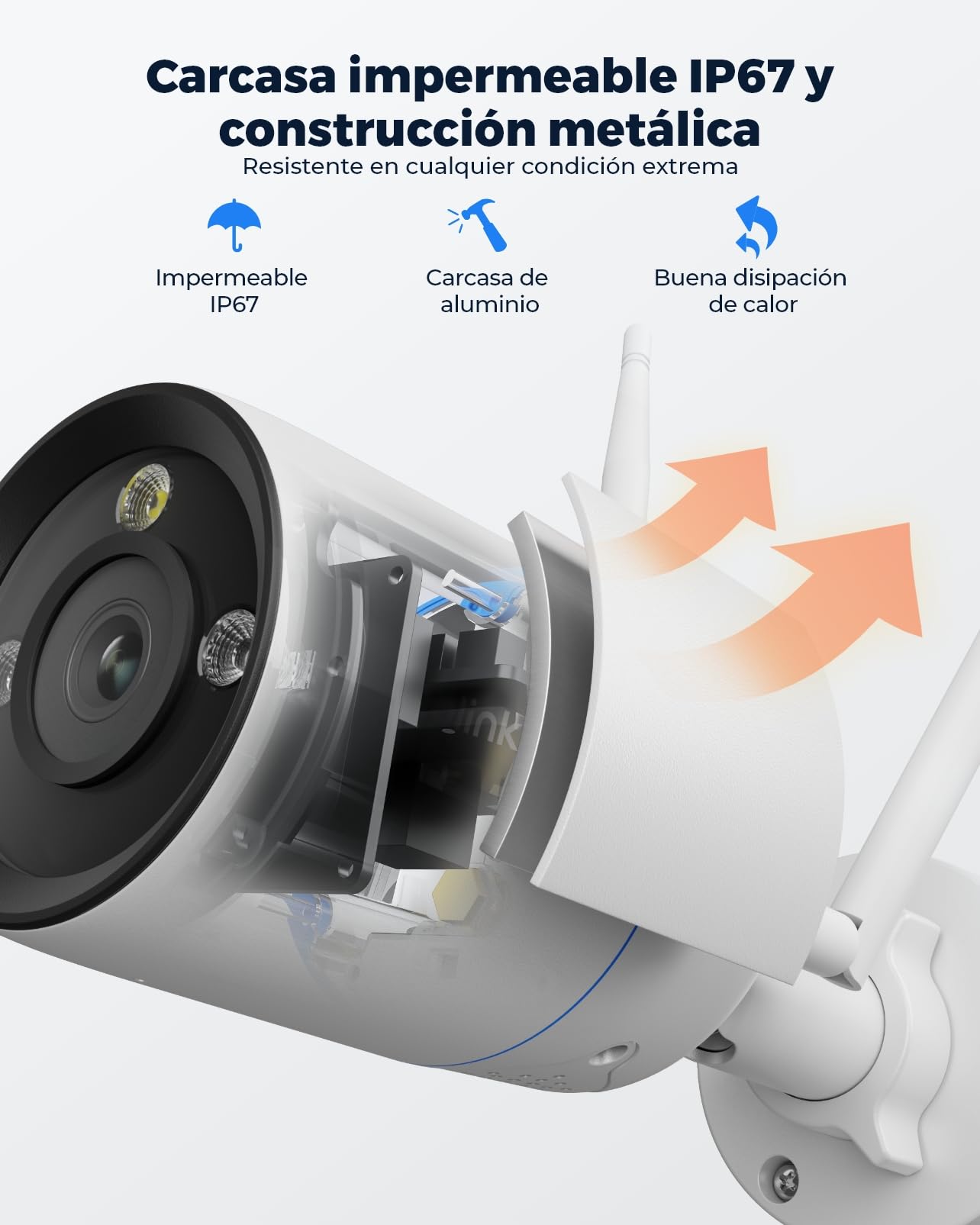 Reolink Cámara WiFi 4K, WiFi 6 5/2,4 GHz, Carcasa Metálica IP67 | Cámara WiFi Exterior,Detección Personas/Vehículos/Animales,Visión Nocturna Color,Audio Bidireccional,Grabación 24/7,RLC-810WA