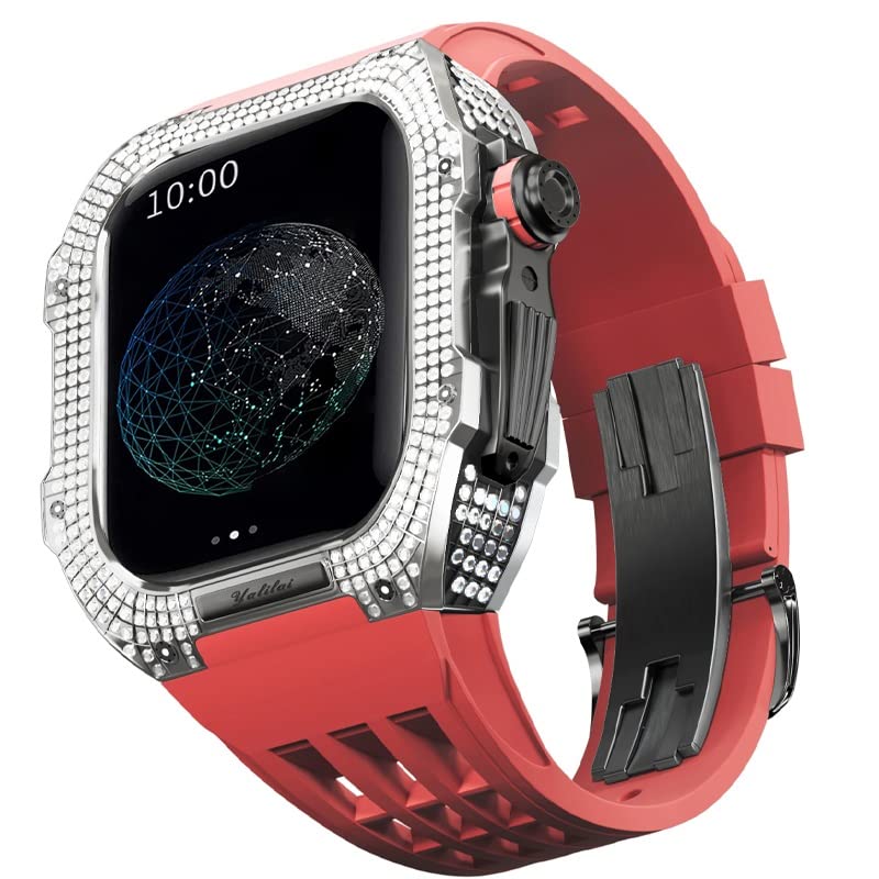 Bracelet caoutchouc fluorescent et boîtier titane Apple Watch 45mm pour le sport