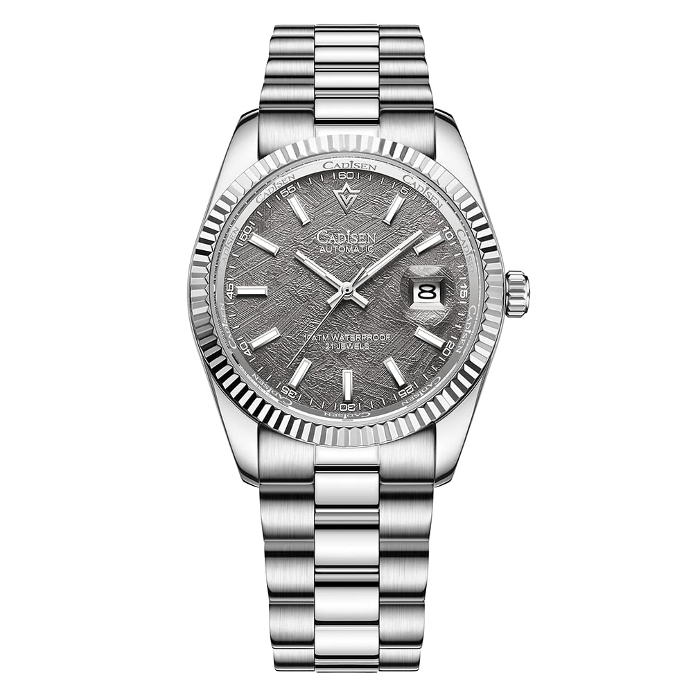 CADISEN Orologio Meccanico Automatico Uomo - Vetro Zaffiro, Impermeabile 10 ATM, Cinturino Acciaio - Regalo Business
