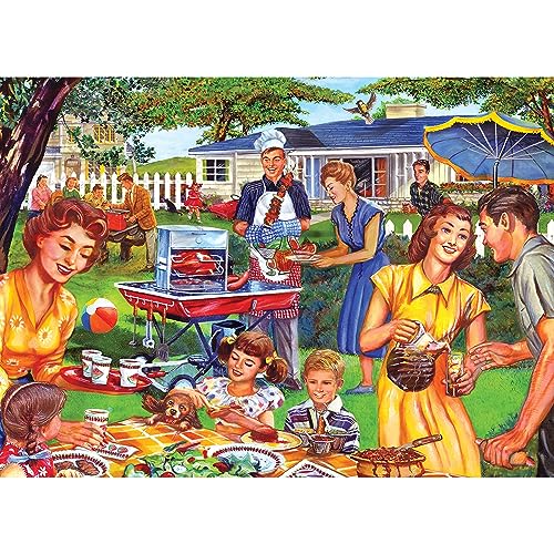 RoseArt Back to the Past Backyard BBQ 1000 Piece Jigsaw Puzzle by RoseArt - Used condition - Image 2