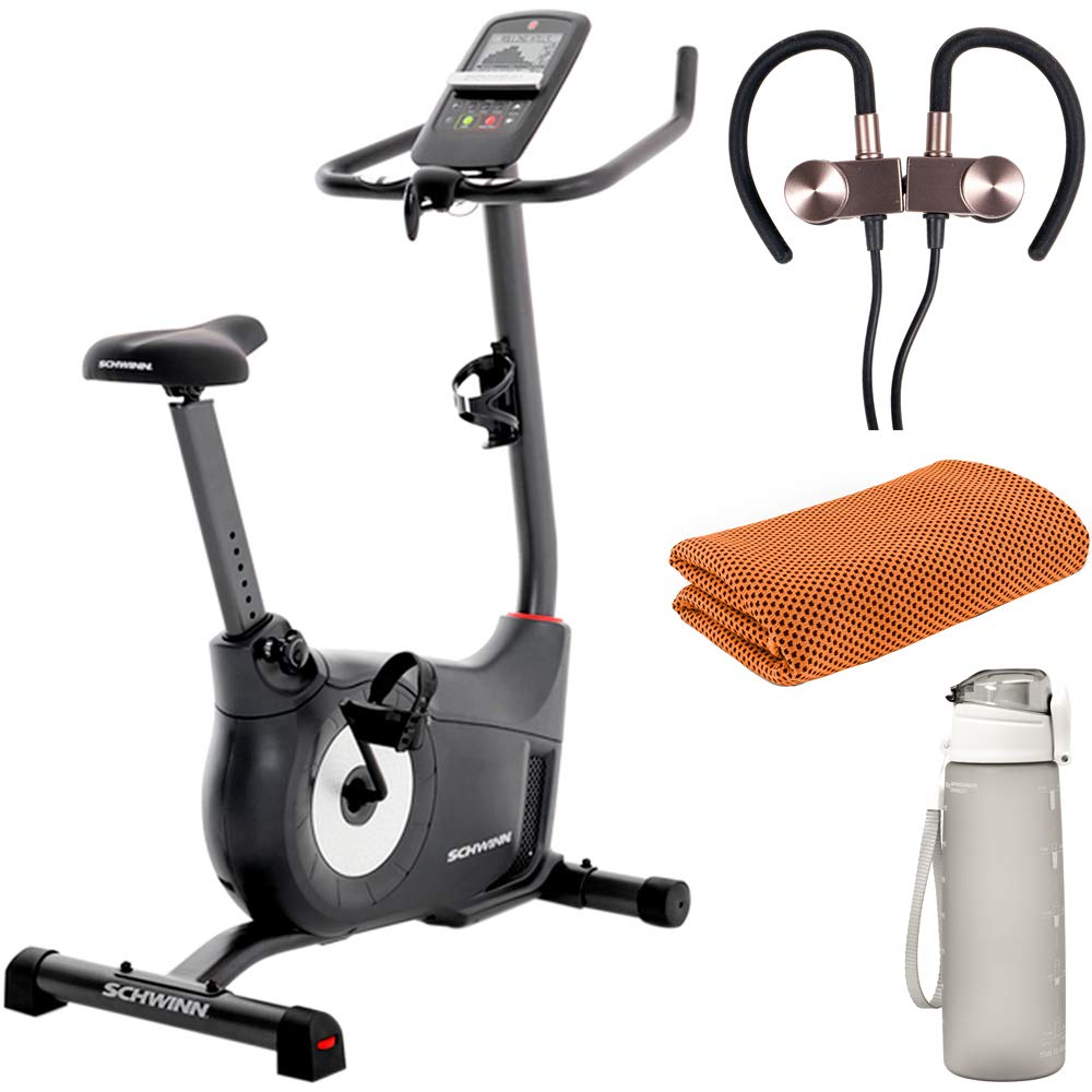 Schwinn 100931 130 Upright Exercise Fitness Bike Bundle with 32 oz Leakproof BPA Free Water Bottle, 