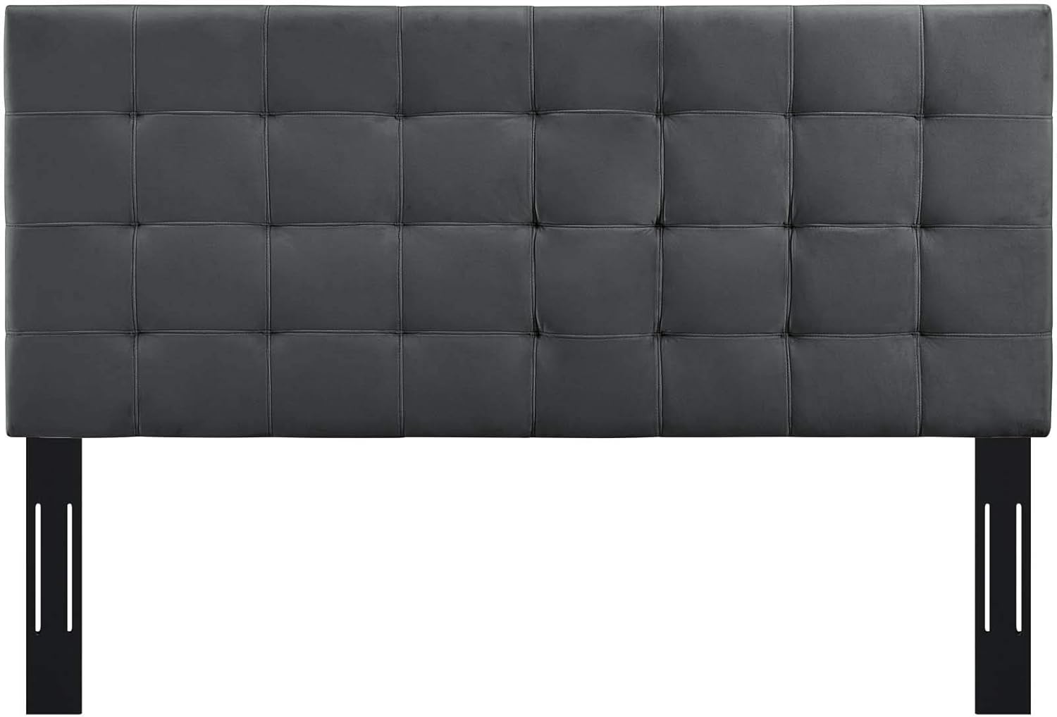 Modway Paisley Upholstered Biscuit Tufted Performance Velvet Full / Queen Headboard Size in Gray